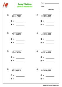 long division without remainder worksheets math fun worksheets