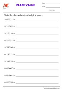 5 digit Place Value Worksheet