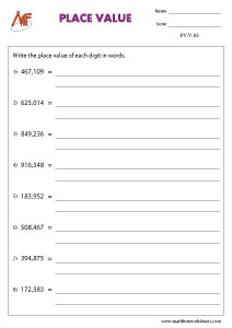 6 digit Place Value Worksheet