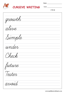 Cursive Writing Worksheet