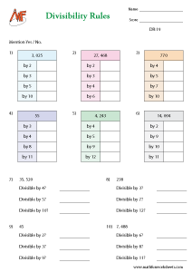 divisibility rules worksheet math fun worksheet