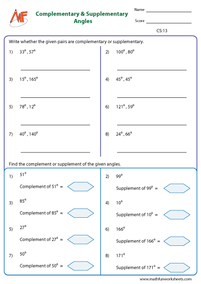 Complementary and Supplementary Angles