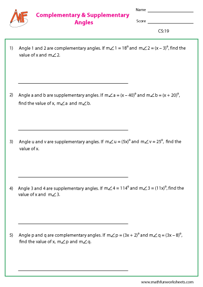 Complementary and Supplementary Angles