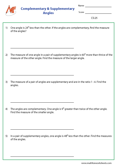 Complementary and Supplementary Angles