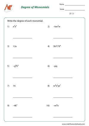 Identifying Polynomials Worksheets