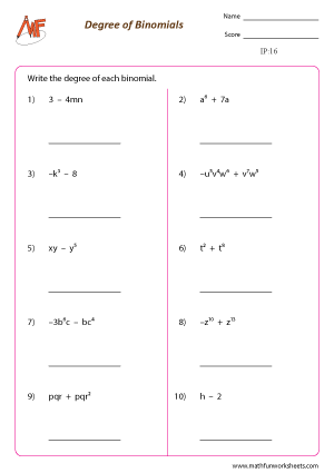 Identifying Polynomials Worksheets