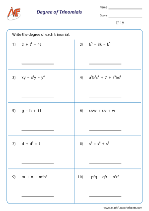 Identifying Polynomials Worksheets