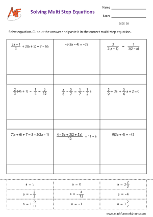 Multi Step Equation Worksheets - Math Fun Worksheets