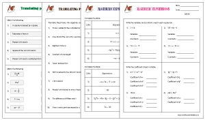 Forming Algebraic Expressions and Translating Phrases