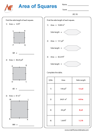 Area of Squares