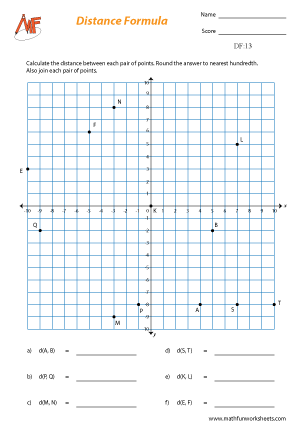 Distance Worksheets