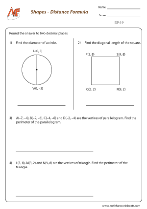 Distance Worksheets