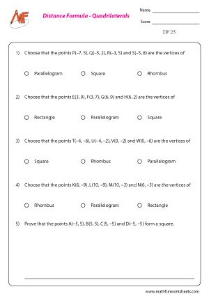 Distance Worksheets