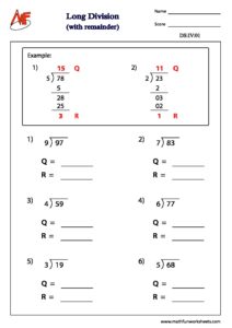 Long Division – With Remainder