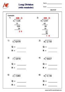 Long Division – With Remainder