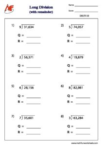 Long Division – With Remainder