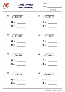 Long Division – With Remainder