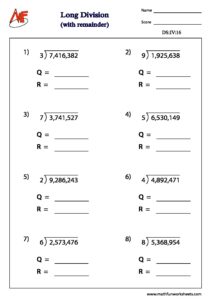 Long Division – With Remainder