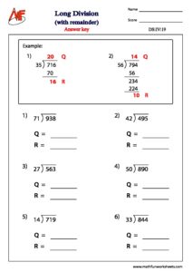 Long Division – With Remainder