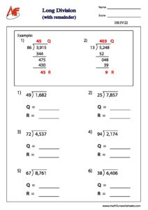 Long Division – With Remainder