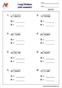 Long Division – With Remainder