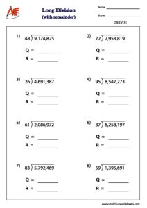 Long Division – With Remainder