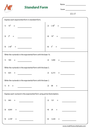 exponents problem solving worksheets