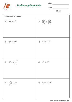 exponents problem solving worksheets