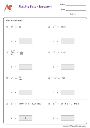 exponents problem solving worksheets