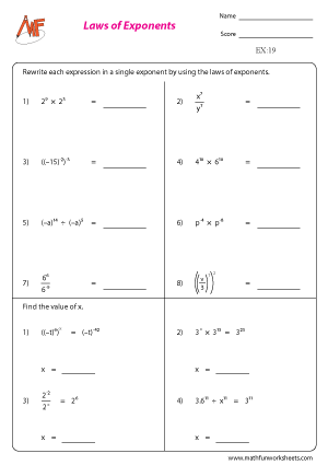 exponents problem solving worksheets