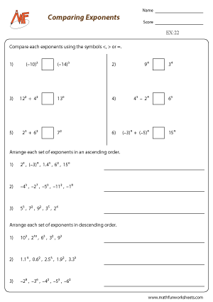 exponents problem solving worksheets