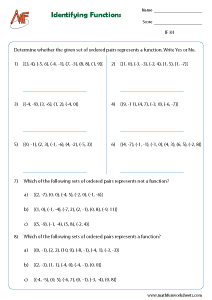 Identifying Functions Worksheets