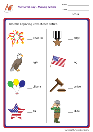 Memorial Day Worksheets