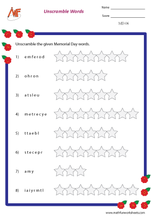 Memorial Day Worksheets