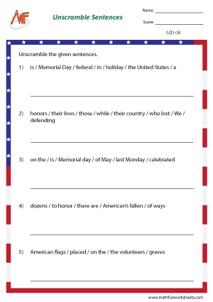 Memorial Day Worksheets