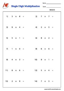 Number Multiplication – Horizontal