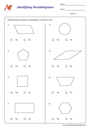 Parallelogram Worksheets