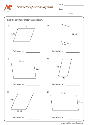 Parallelogram Worksheets