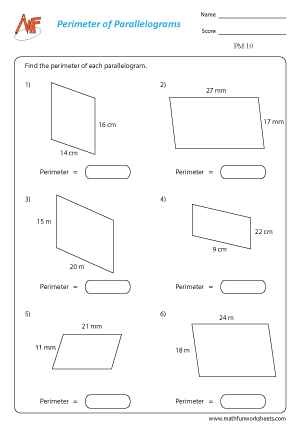 Parallelogram Worksheets