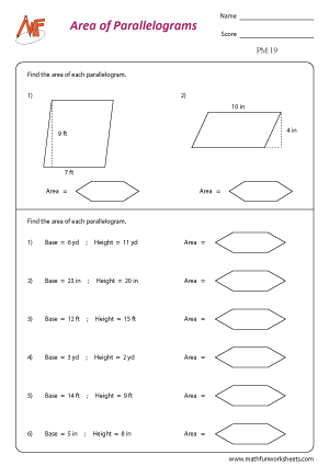 Parallelogram Worksheets