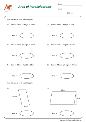 Parallelogram Worksheets