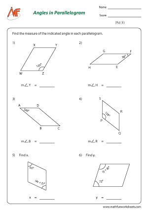 Parallelogram Worksheets