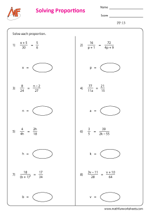 Proportion Worksheets