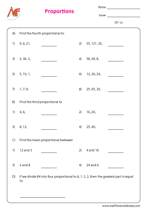 Proportion Worksheets