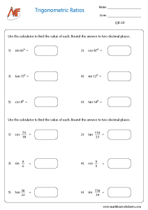 Trigonometric Ratio Worksheets