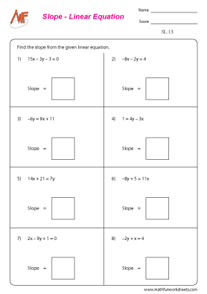 Slope Worksheets