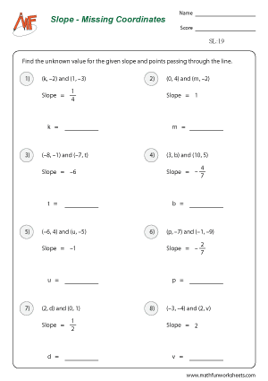 Slope Worksheets