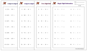 Number Subtraction Horizontal