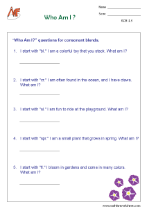 Consonant Blends Worksheets