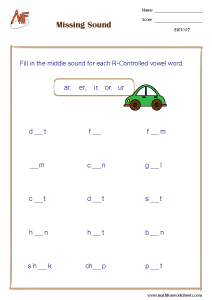 R Controlled Vowel Worksheets